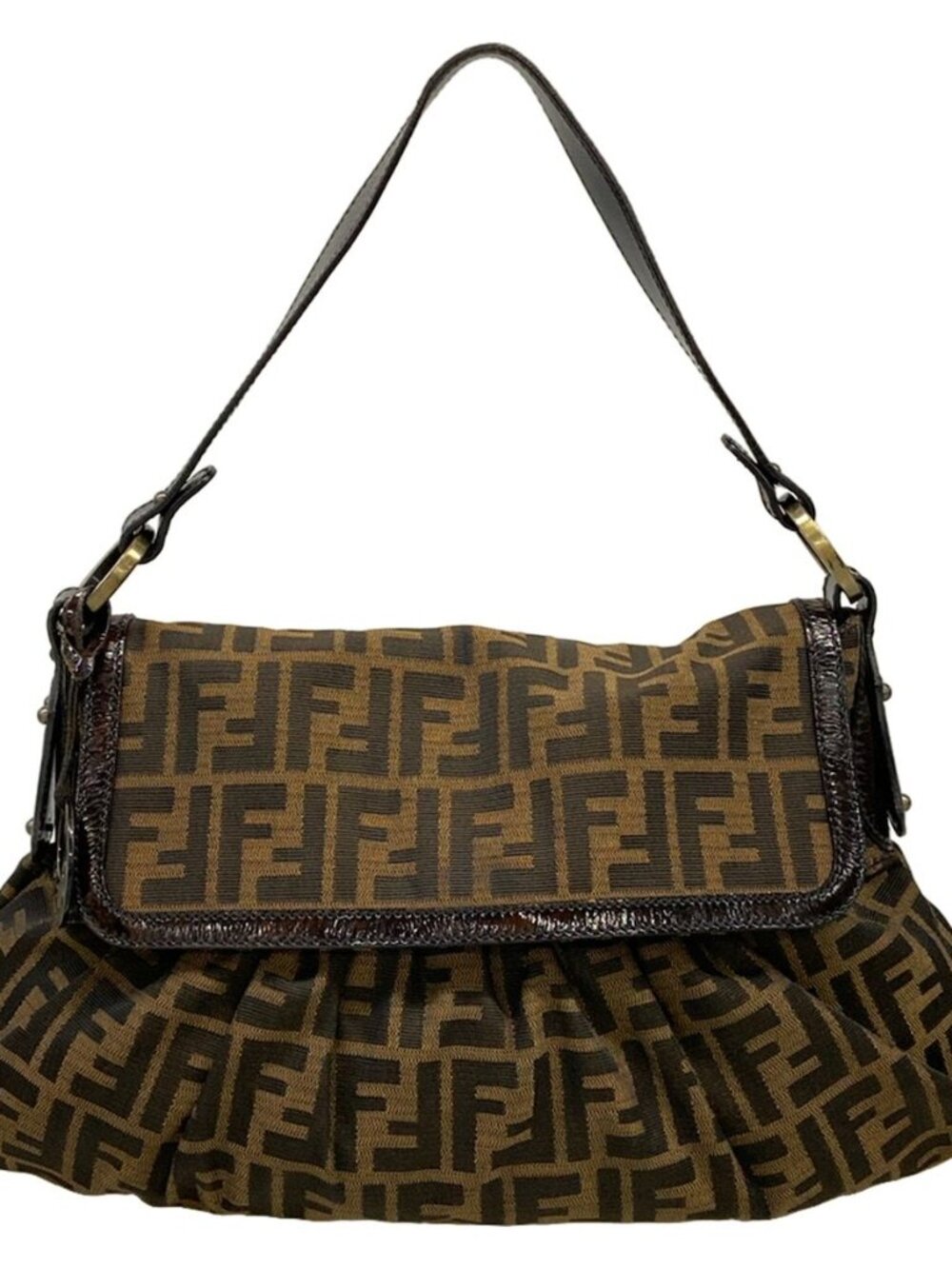 Fendi Shoulder Bag Chef Brown Dark Leather